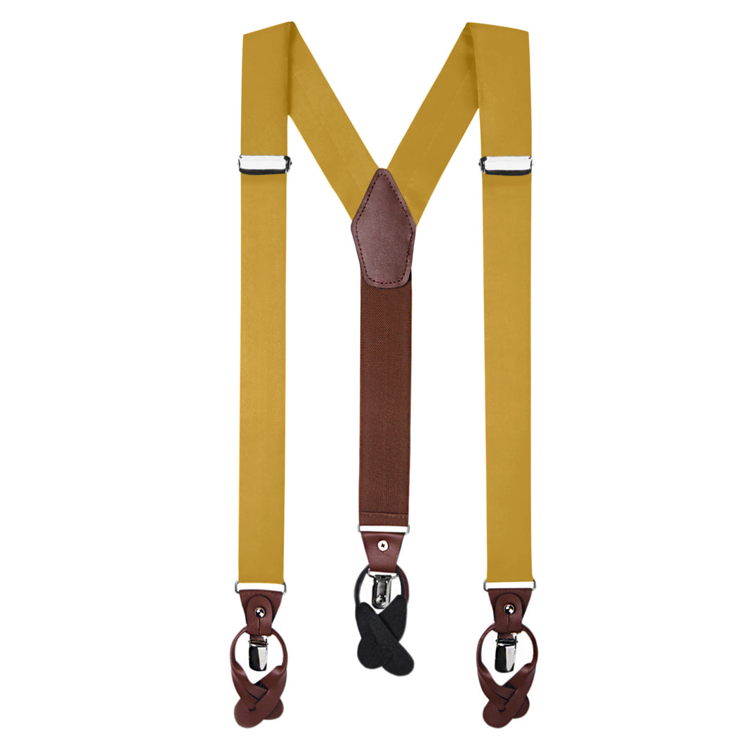 Wedding Solid Fabric Suspenders - Gold