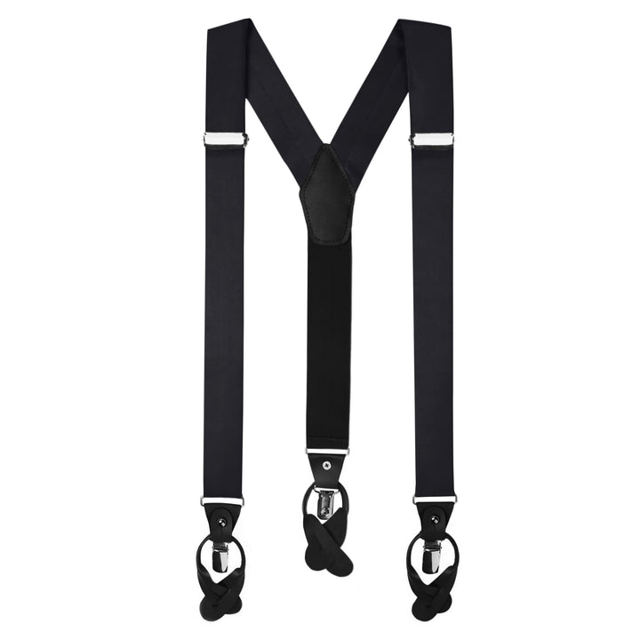 Solid Fabric Suspenders - Black