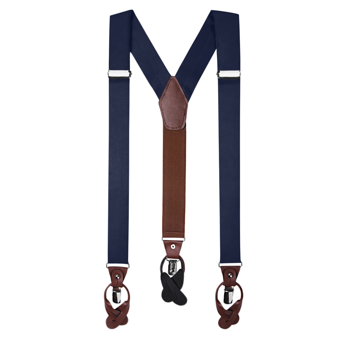 Solid Fabric Suspenders - Navy Blue