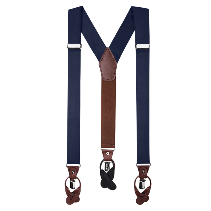 Solid Fabric Suspenders - Navy Blue