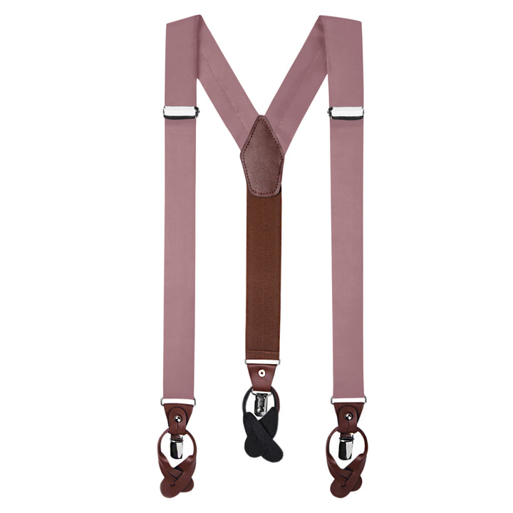 Solid Fabric Suspenders - Dusty Rose