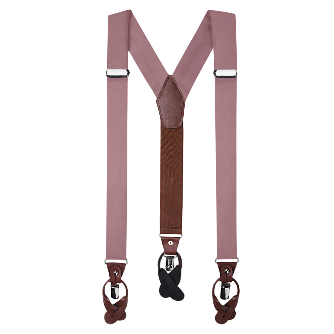 Wedding Solid Fabric Suspenders - Dusty Rose