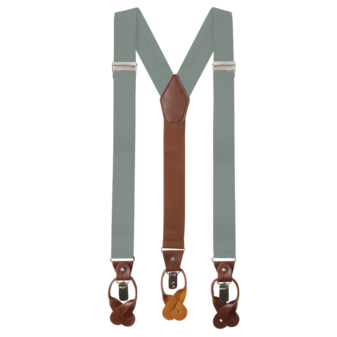 Wedding Solid Fabric Suspenders - Dusty Sage