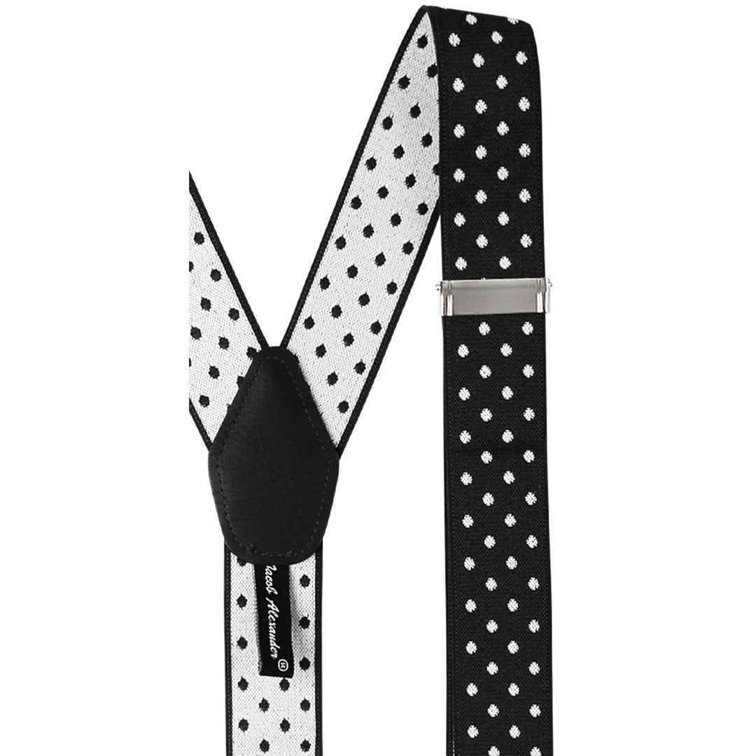 Large Dots Suspenders - Black White
