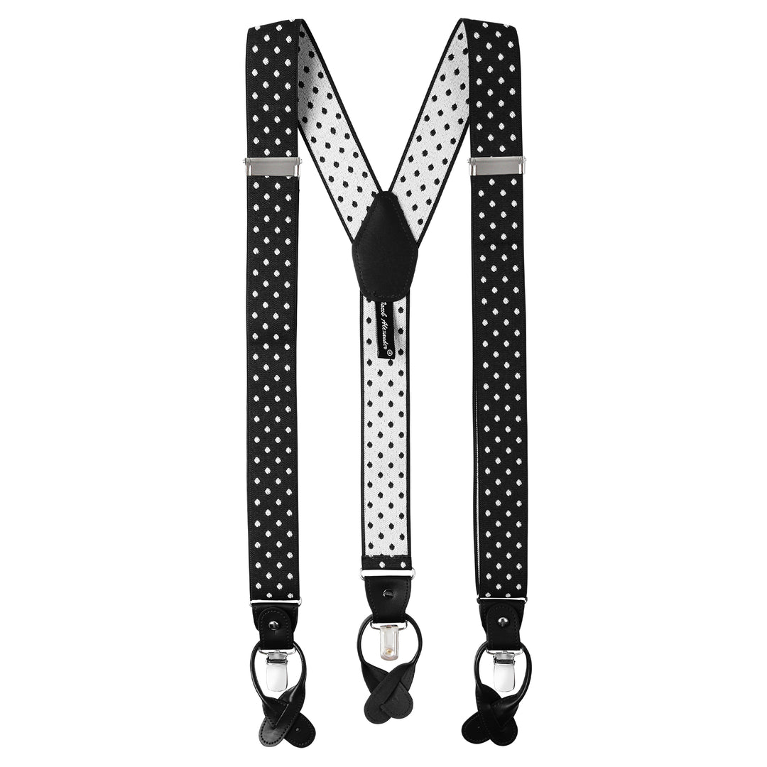 Large Dots Suspenders - Black White