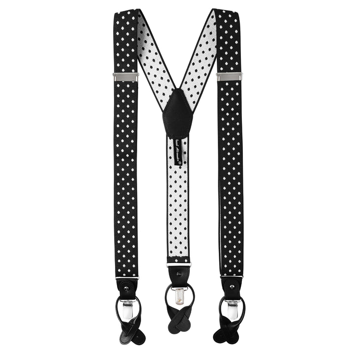 Large Dots Suspenders - Black White