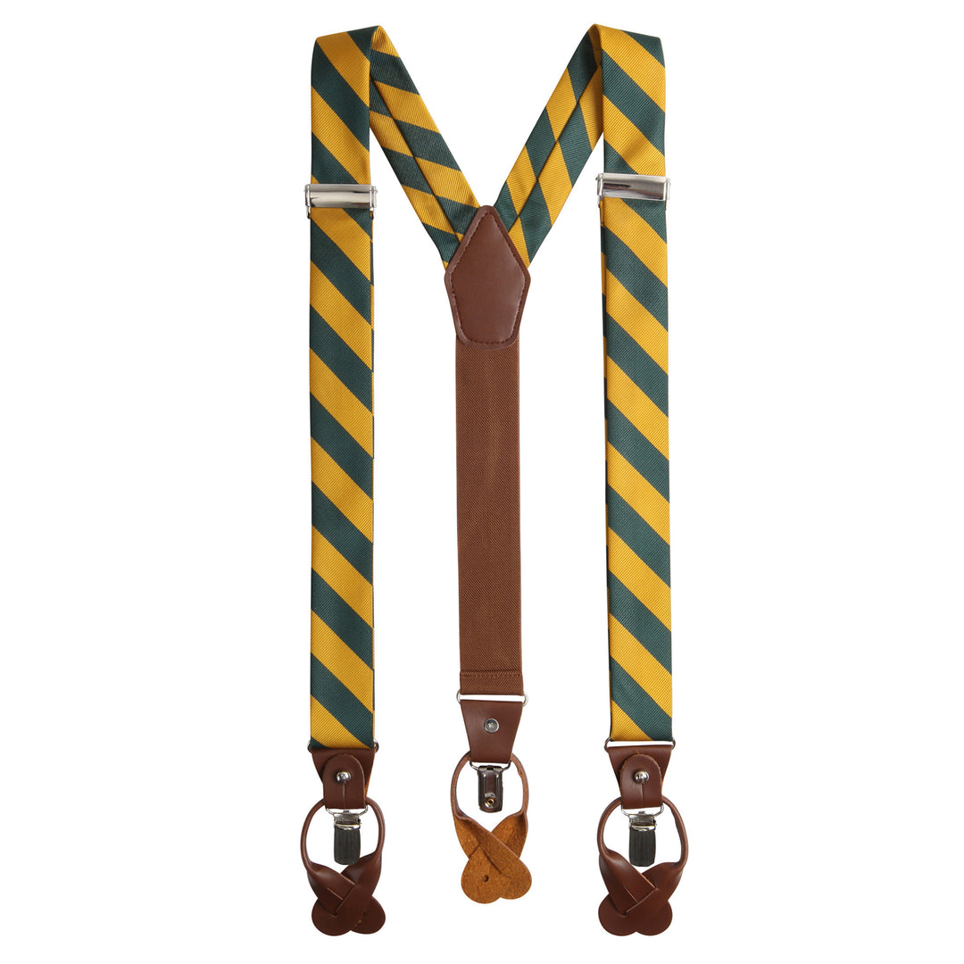 Striped Suspenders - Green Gold