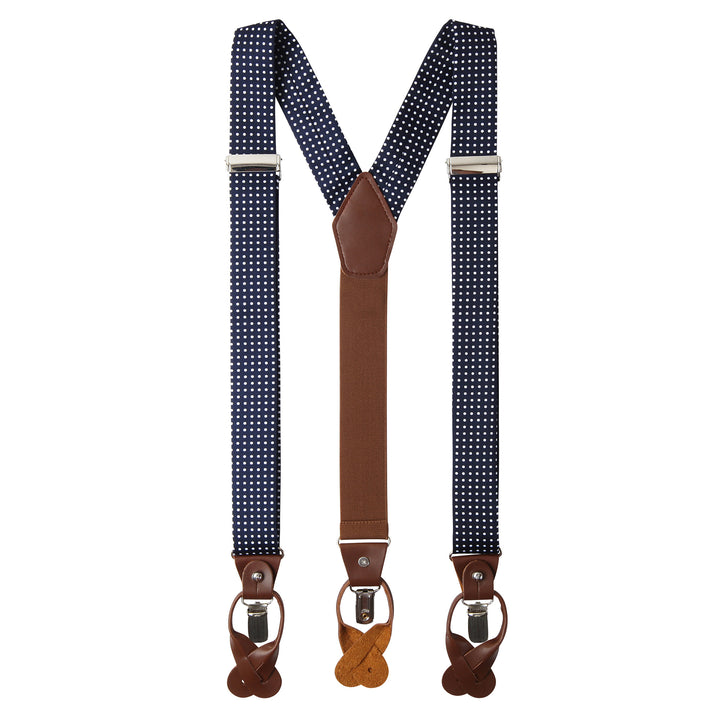 Polka Dot Suspenders - Navy