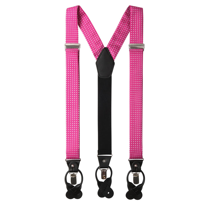 Polka Dot Suspenders - Fuchsia