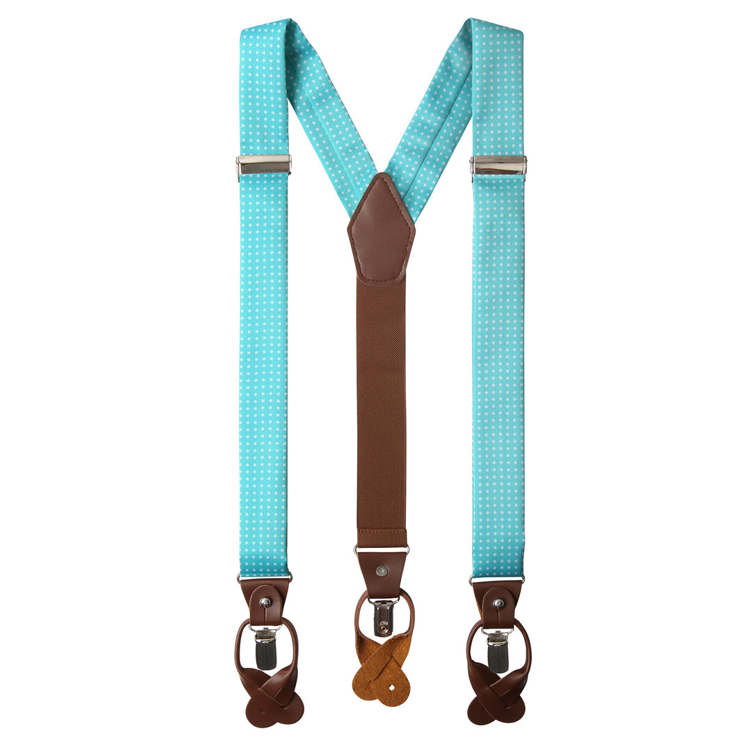 Polka Dot Suspenders - Aqua