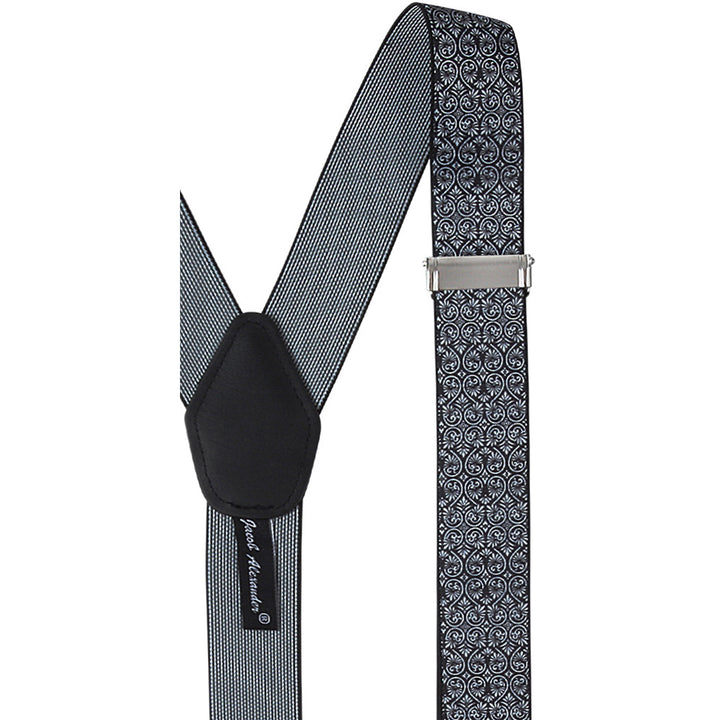 Floral Suspenders - Black White