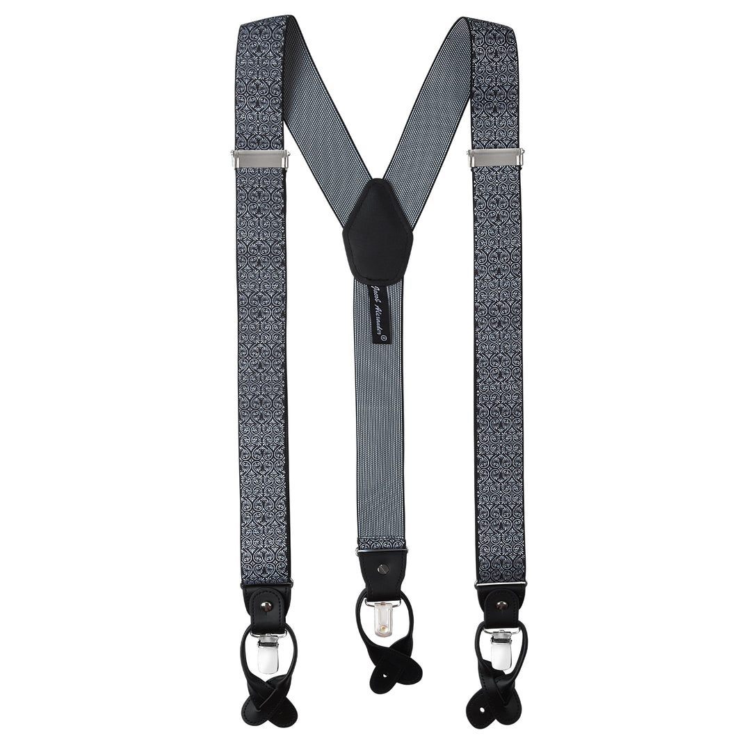 Floral Suspenders - Black White