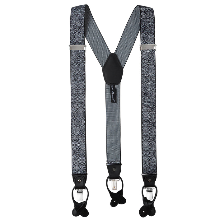 Floral Suspenders - Black White
