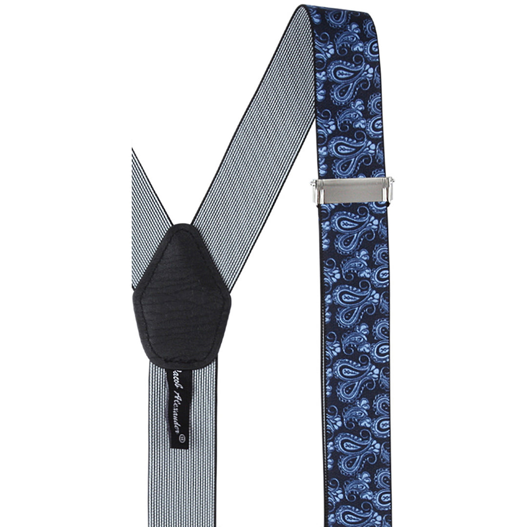 Paisley Suspenders - Navy Blue