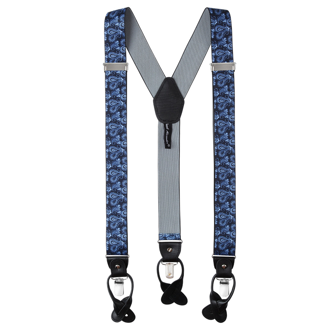 Paisley Suspenders - Navy Blue