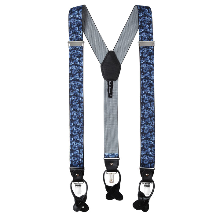 Paisley Suspenders - Navy Blue