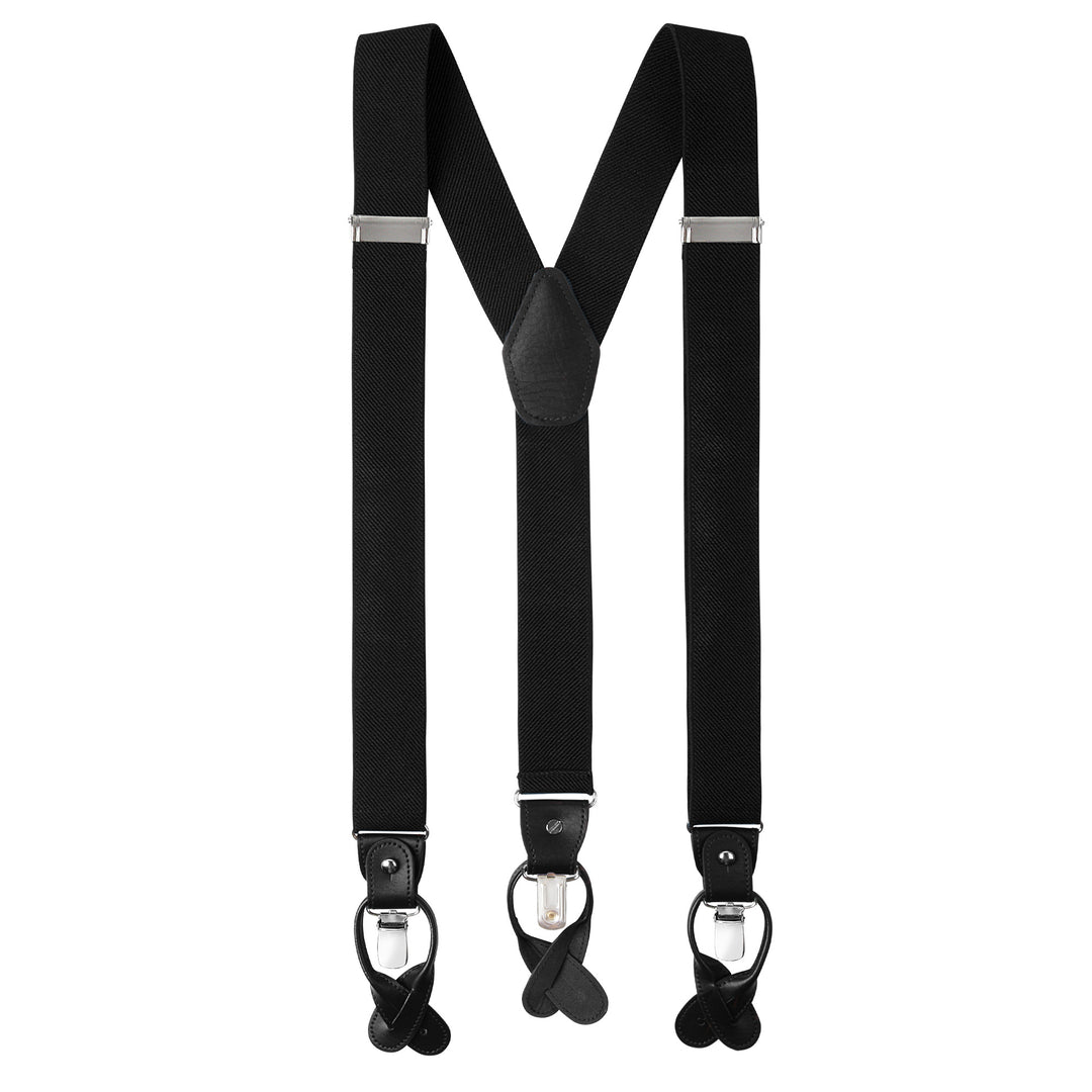 Solid Elastic Suspenders - Black