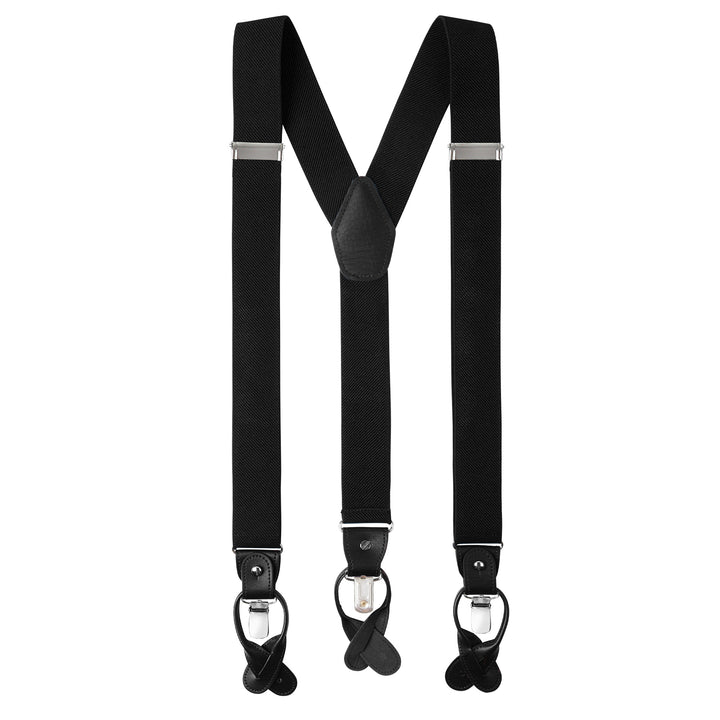 Solid Elastic Suspenders - Black