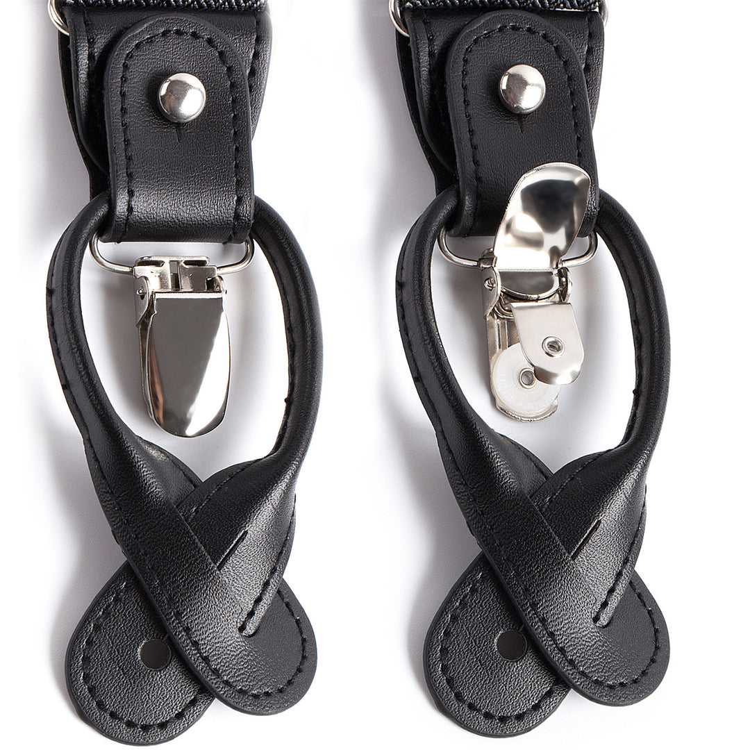 Solid Elastic Suspenders - Black