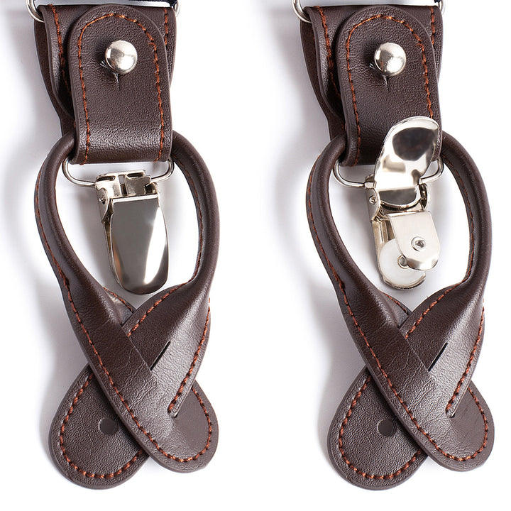 Large Dots Suspenders - Navy White