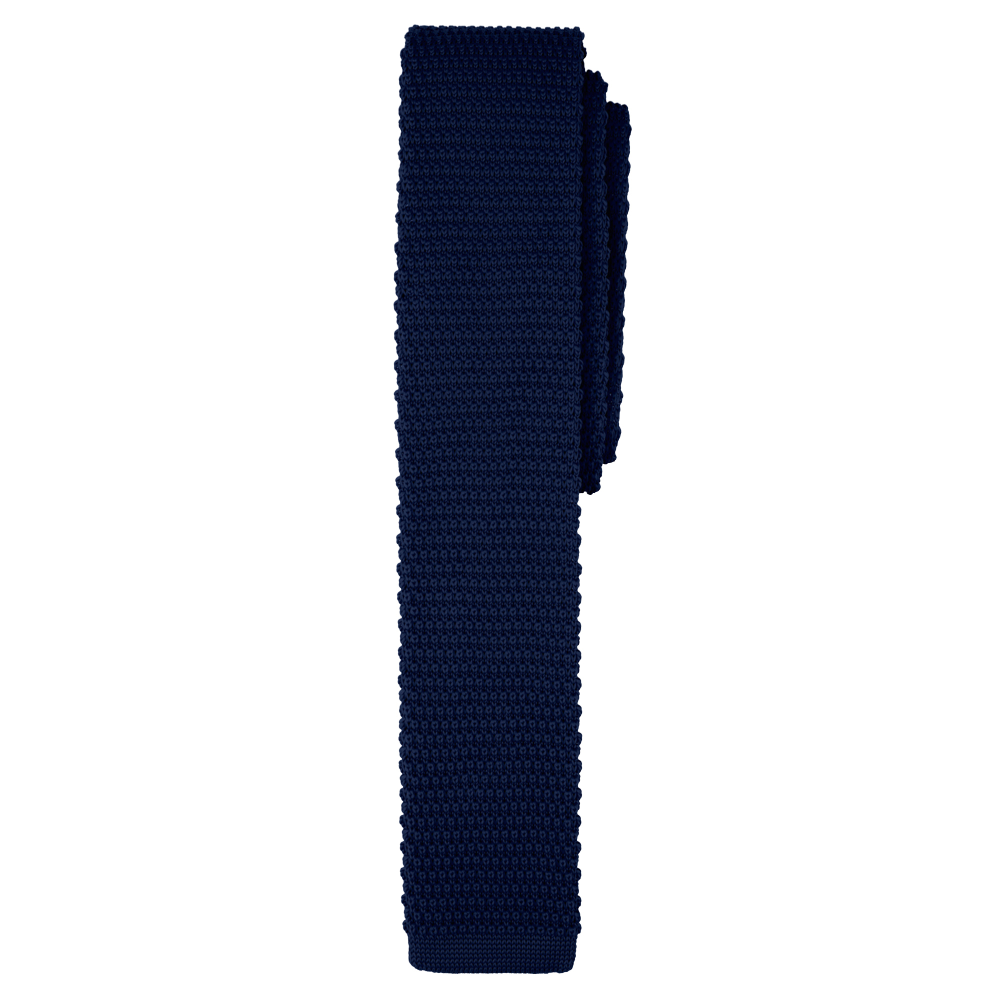 Men's Solid Color Knitted 2.5 inch Width Slim Neck Tie - Navy Blue