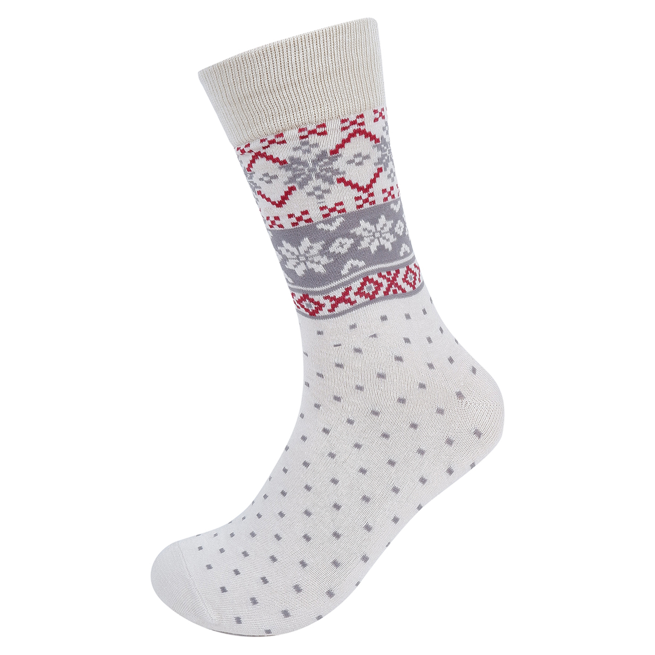 Men's Christmas Vintage Snowflakes Polka Dots Pattern Crew Novelty Socks - White